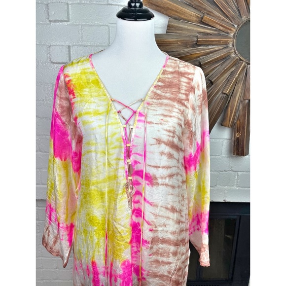 Juliet Dunn London Silk Tie Dye Kaftan - Picture 2 of 9